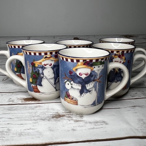 Certified International Other - Blue Snowman Winter's Garden by J. Wecker Frisch Mug Set (6)